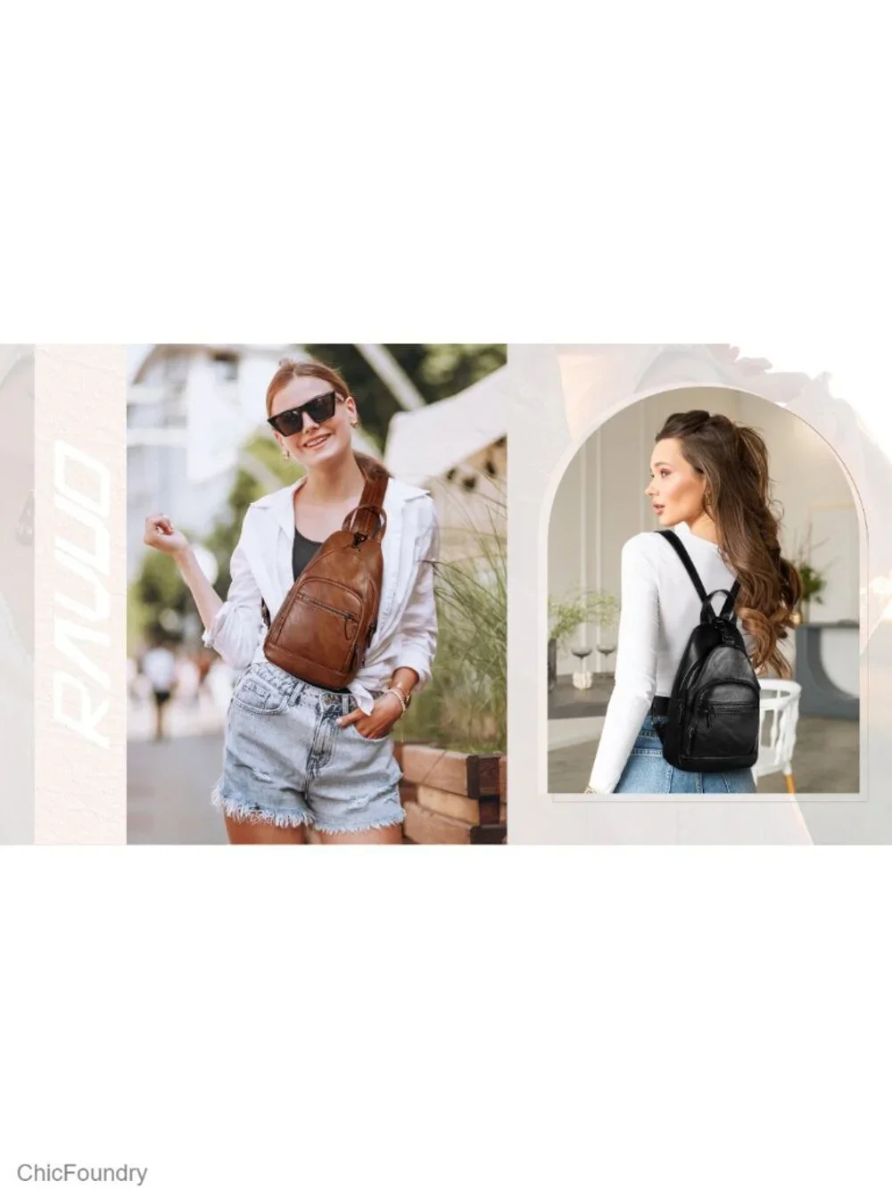 Sling Bag for Women Convertible Anti Theft Backpack Purse Faux Leather